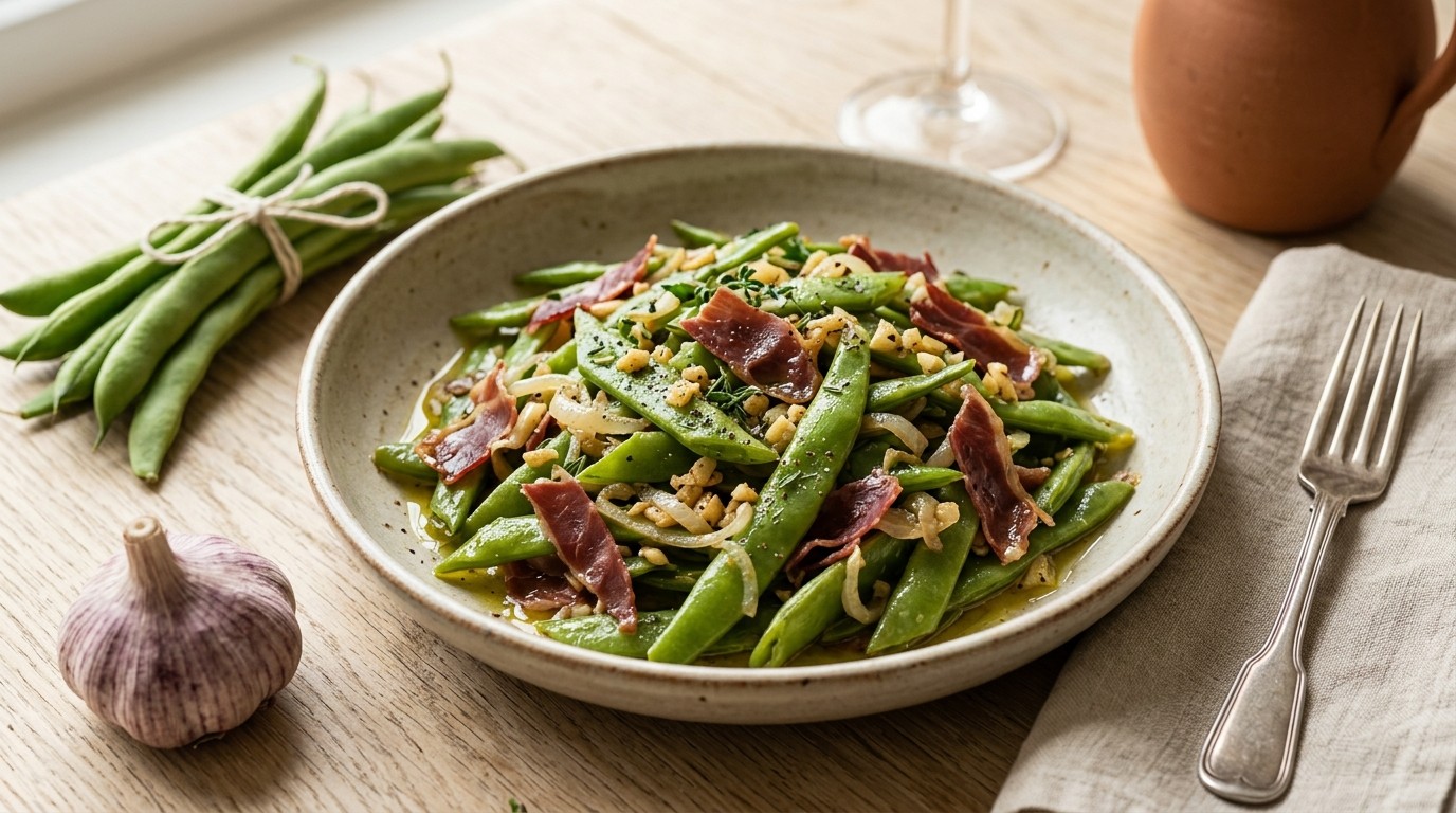 Snijbonen met Knoflook en ham