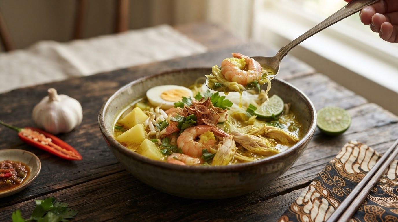 Soto ajam udang (garnalen-kippensoep)