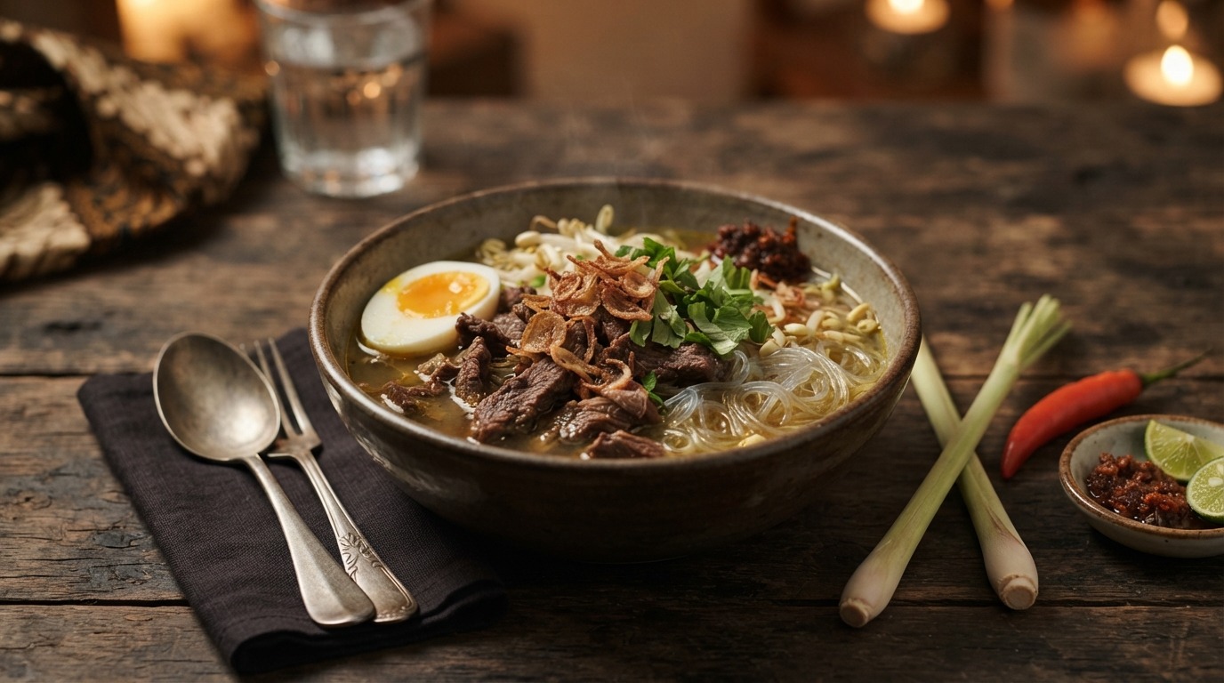 Soto madura (licht gekruide rundersoep)