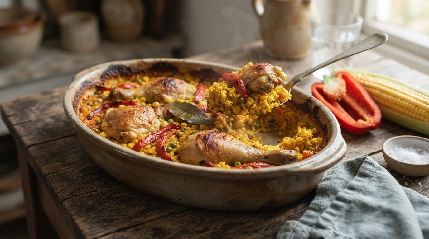 Spaanse rijst en kip uit de oven