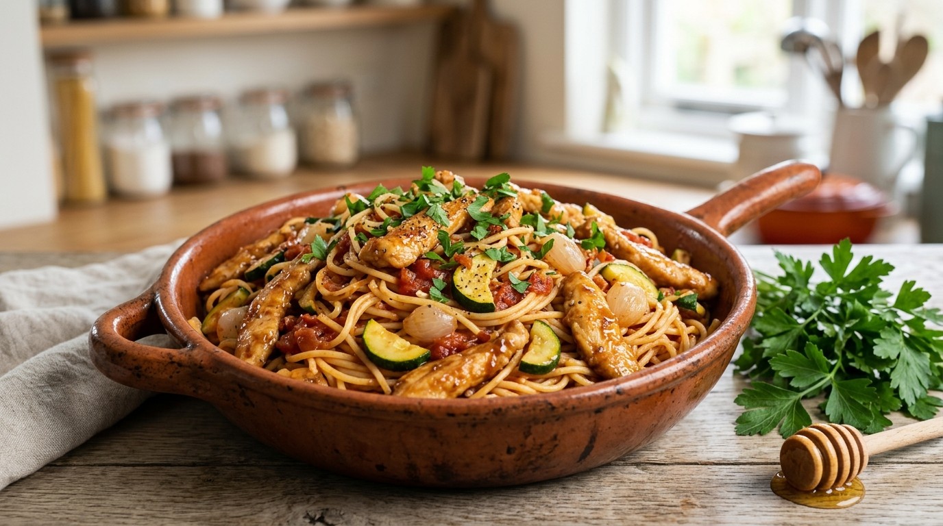 Spaghetti met Courgette en Kipfilet