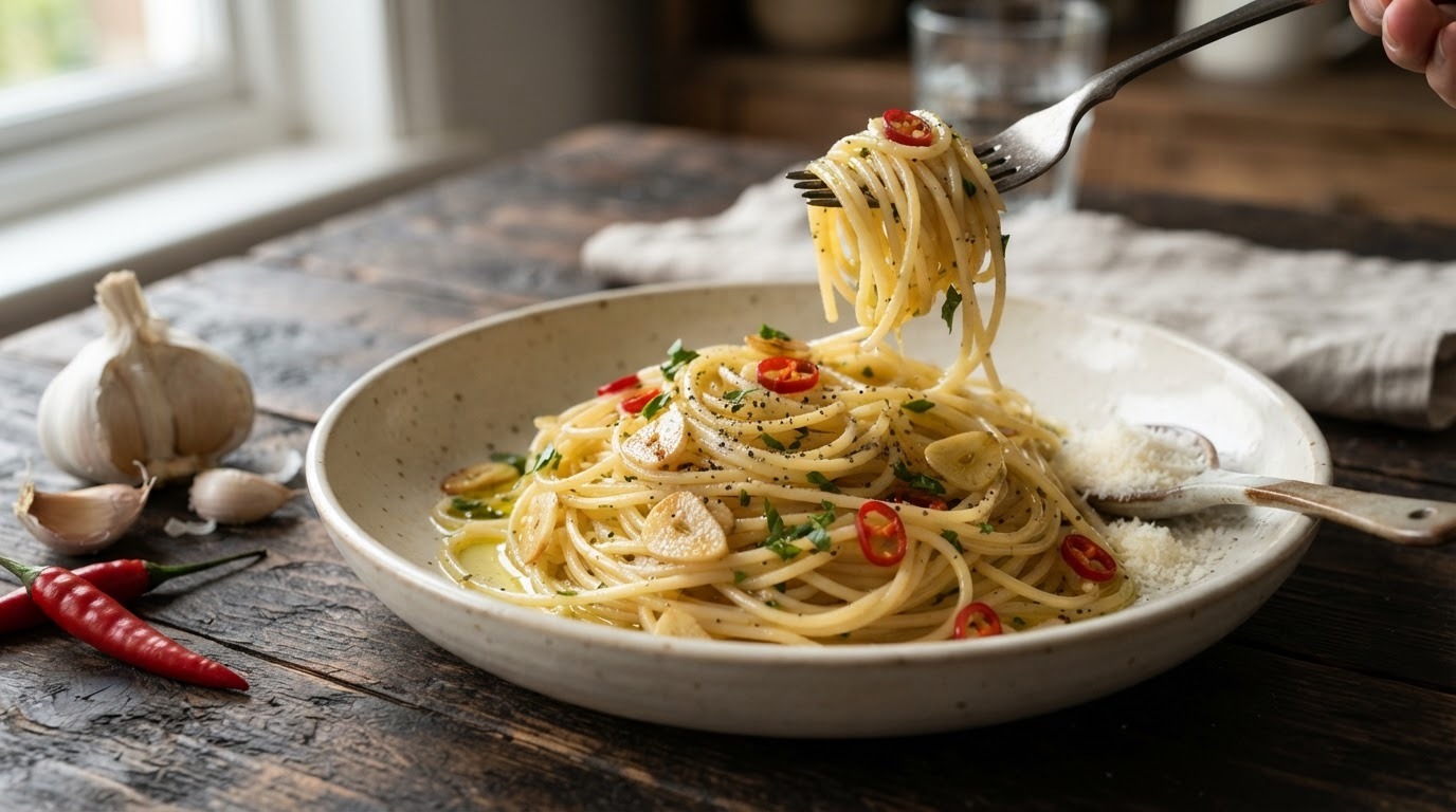 Spaghetti met knoflook