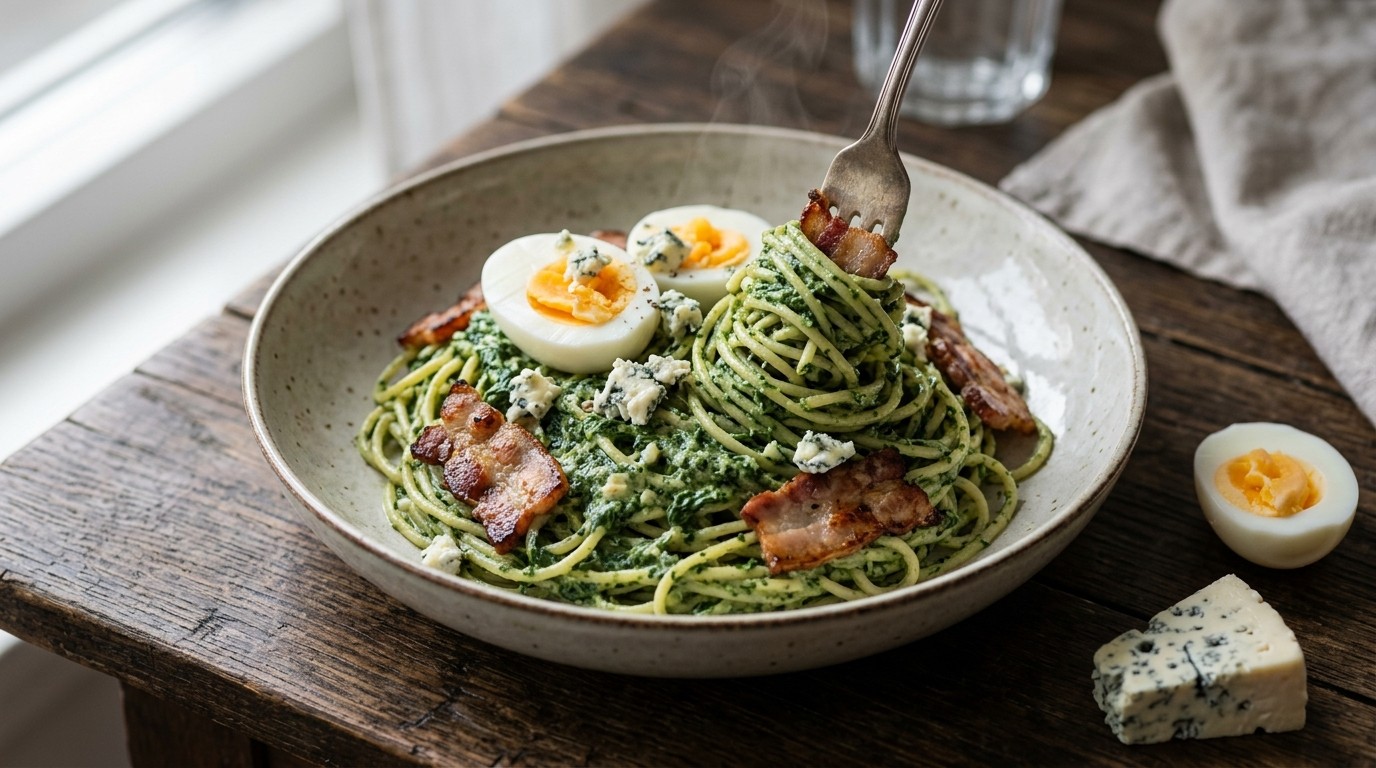 Spaghetti met Spinazie a la Creme