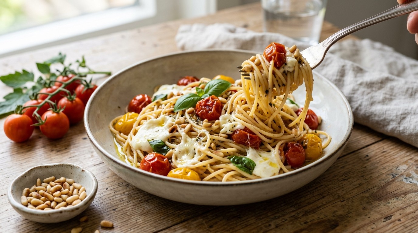 Spaghetti met Tomaat en Mozzarella