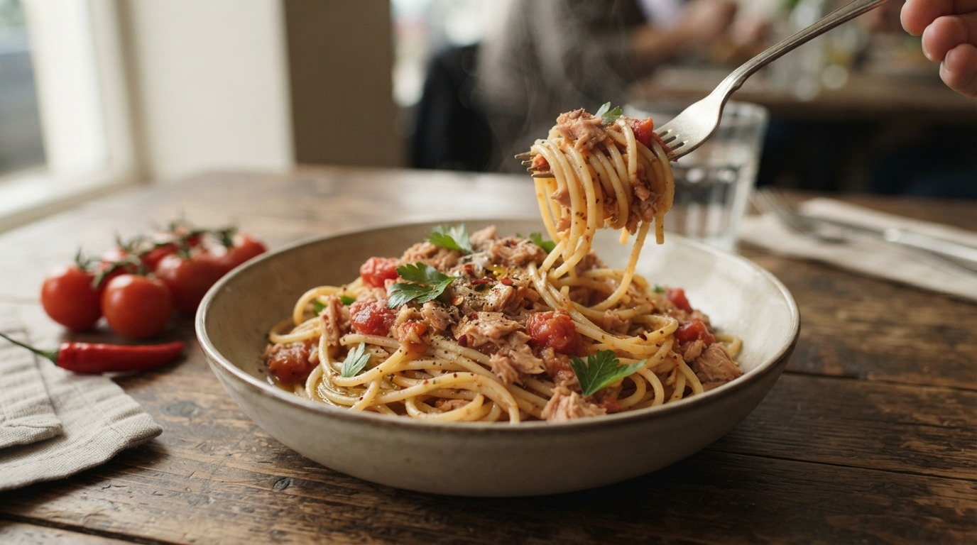 Spaghetti met tonijnsaus