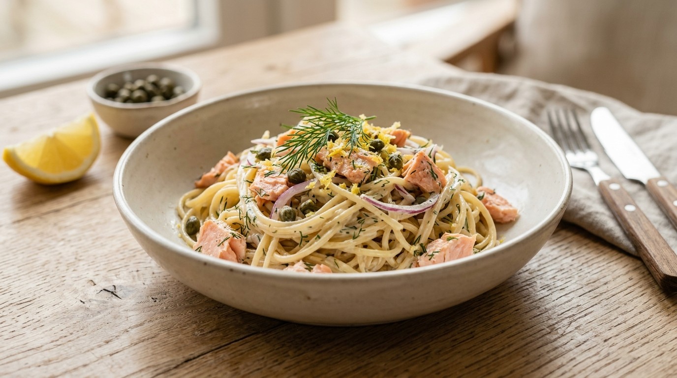 Spaghetti met Zalm-dillesaus
