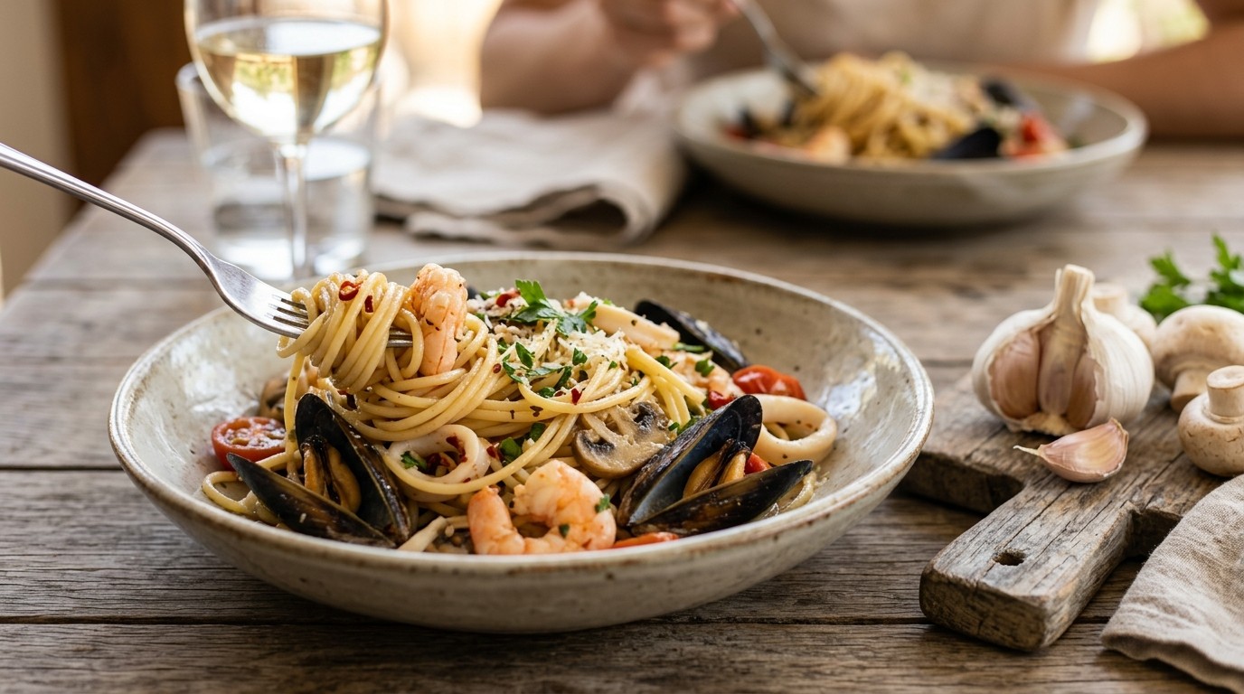 Spaghetti met Zeevruchten