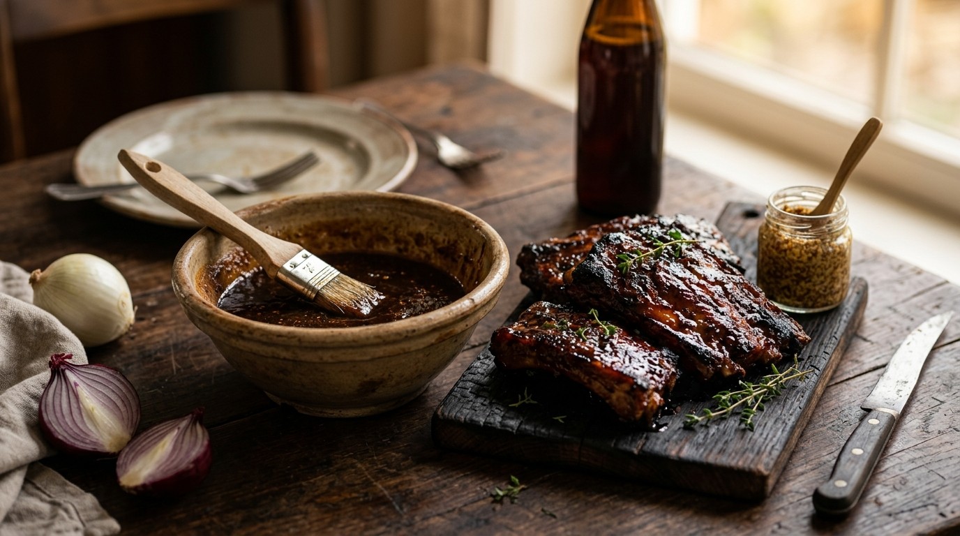 Spare-ribsmarinade met oud bruin bier