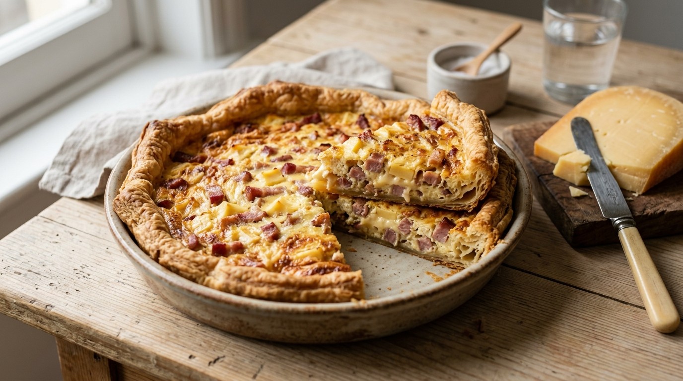 Spek-kaastaart met Croissantdeeg