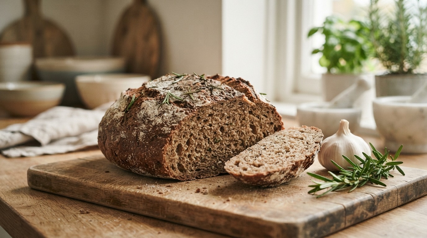 Speltbrood met knoflook en kruiden