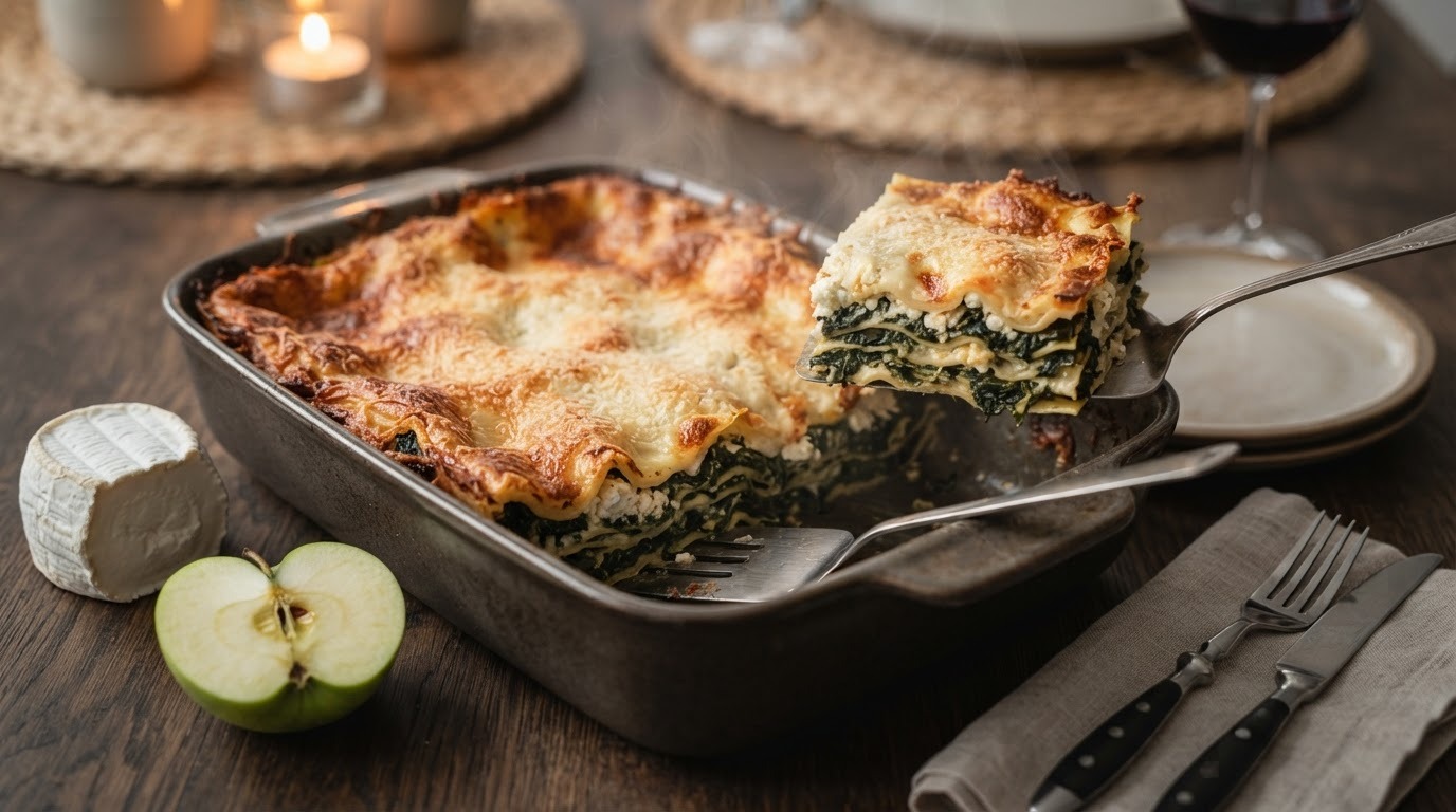 Spinazie-geitenkaaslasagne