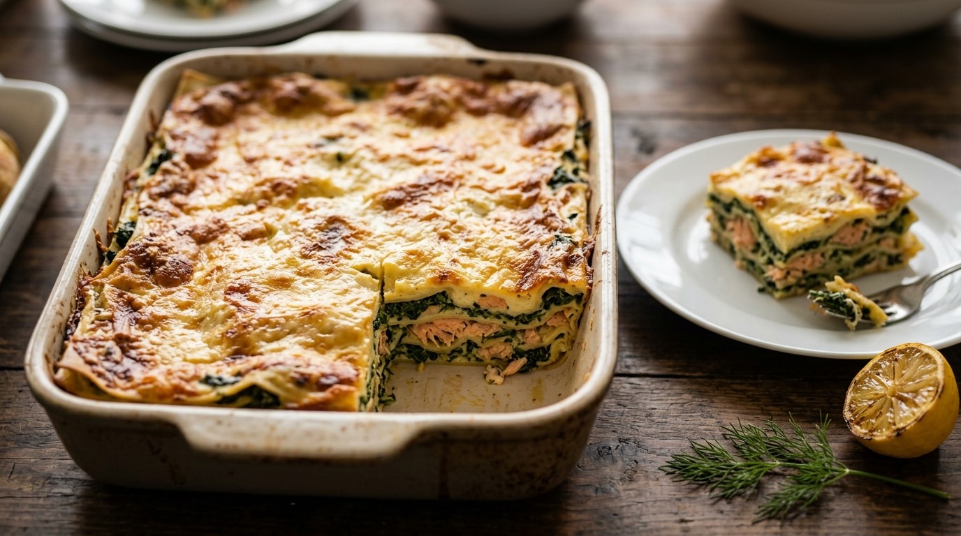 Spinazie-zalm-lasagne Voor Buffet