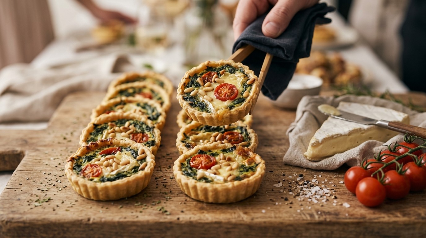 Spinaziequiches met Brie Voor Buffet