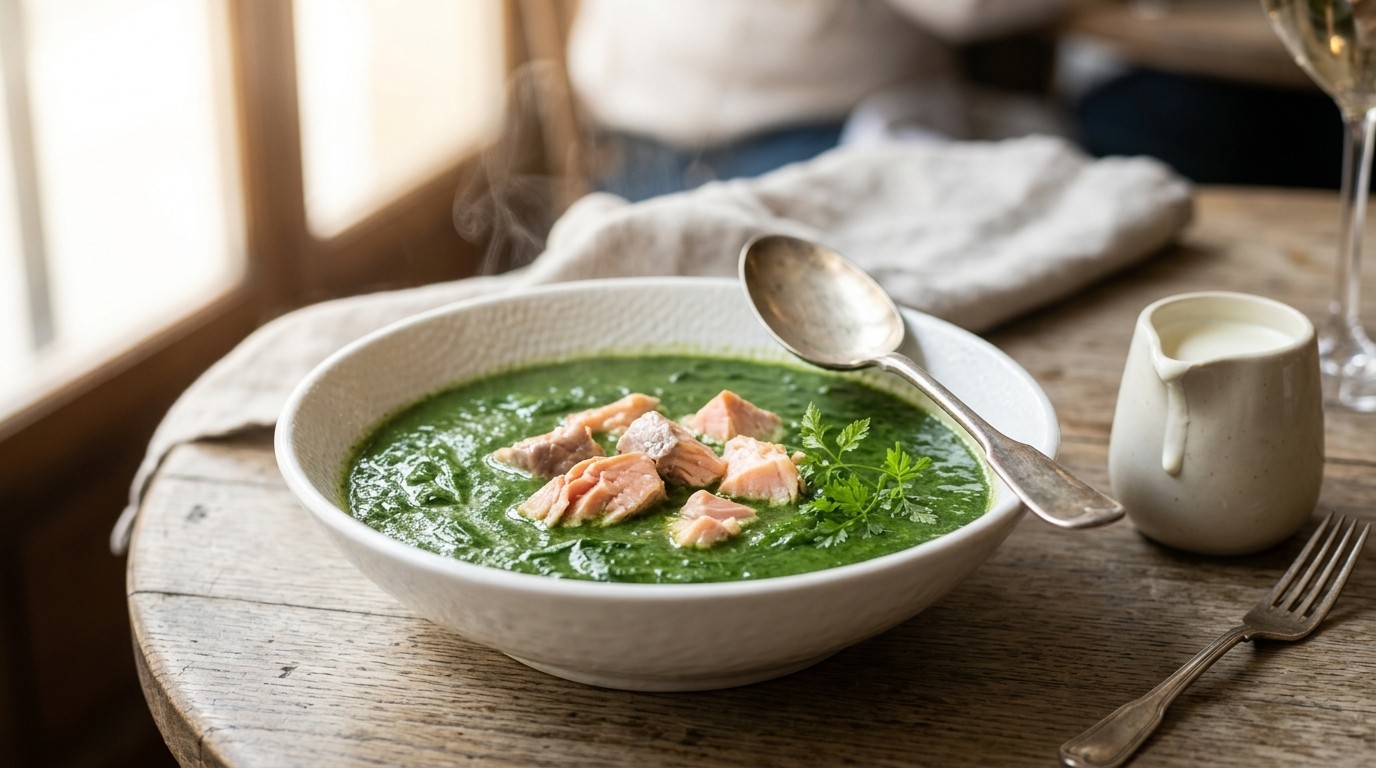 Spinaziesoep met Zalm