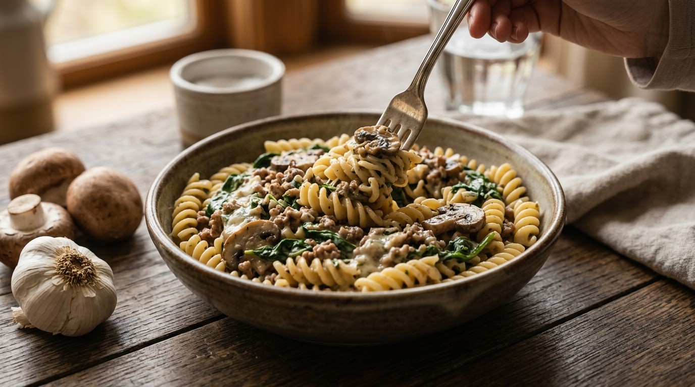 Spirelli met spinazie