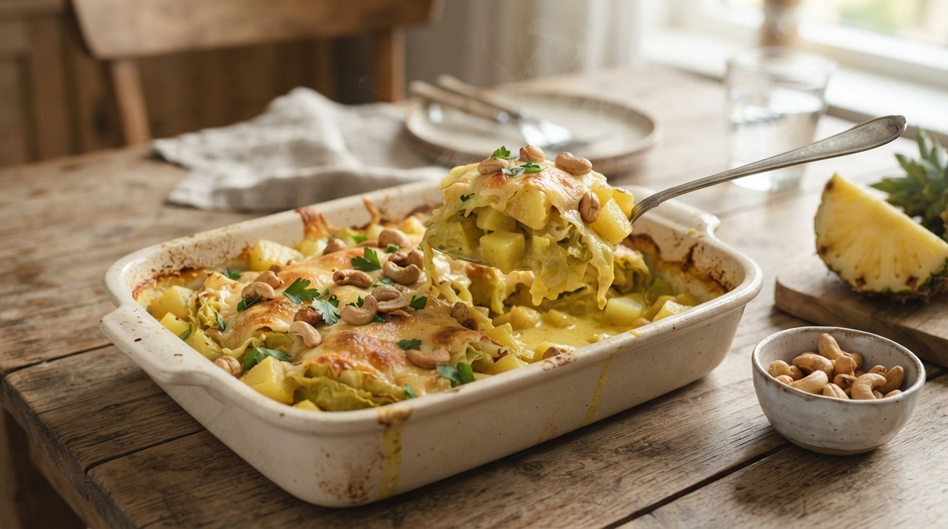 Spitskoolschotel met cashewnoten