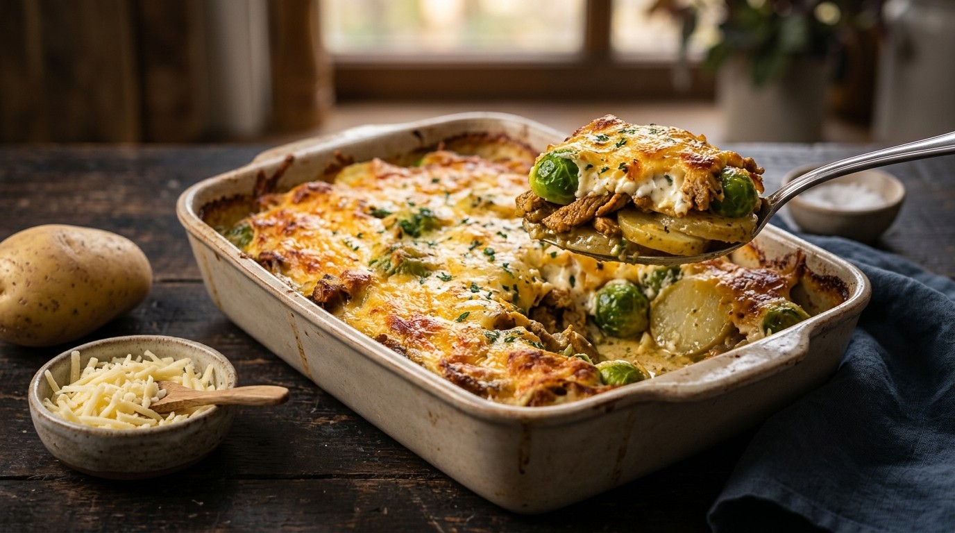 Spruitjeszijnlekkerschotel met Shoarma en Roomkaas