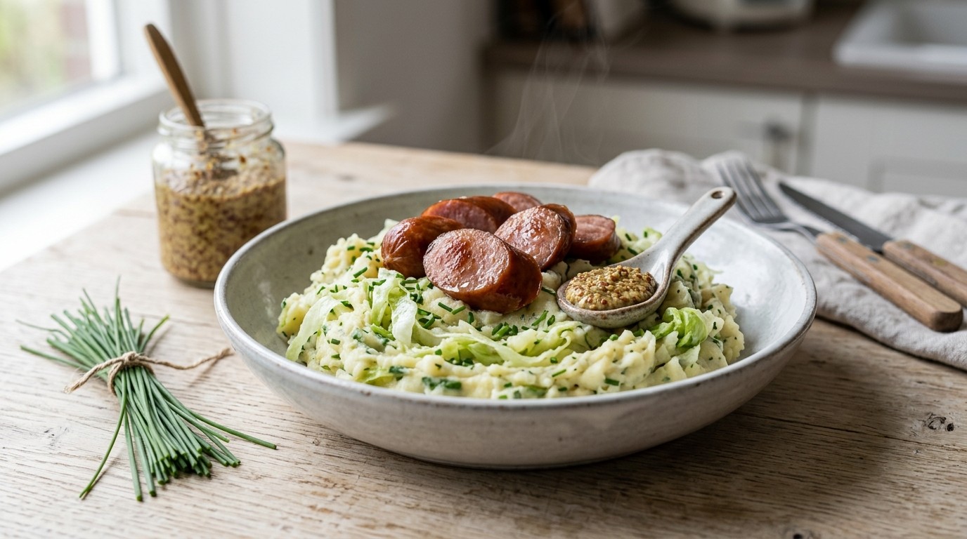 Stamppot Ijsbergsla met Rookworst