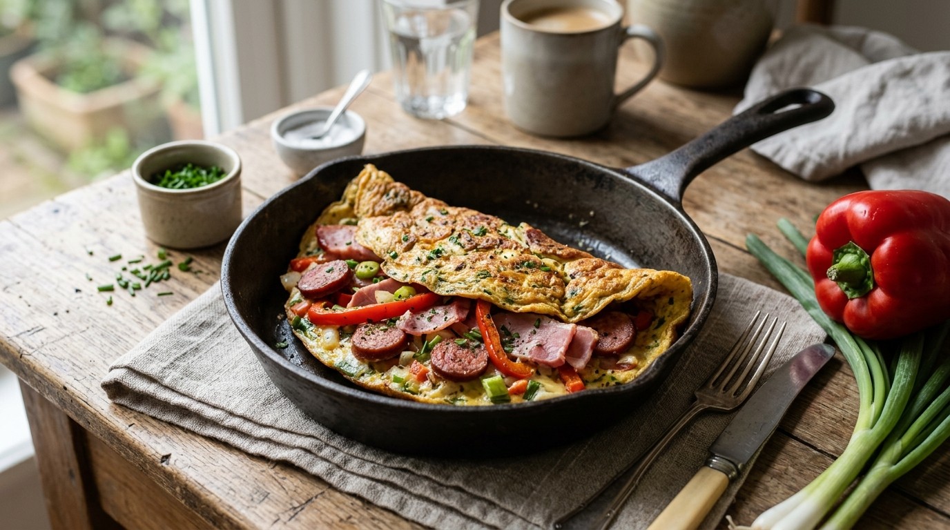 Stevige worst omelet