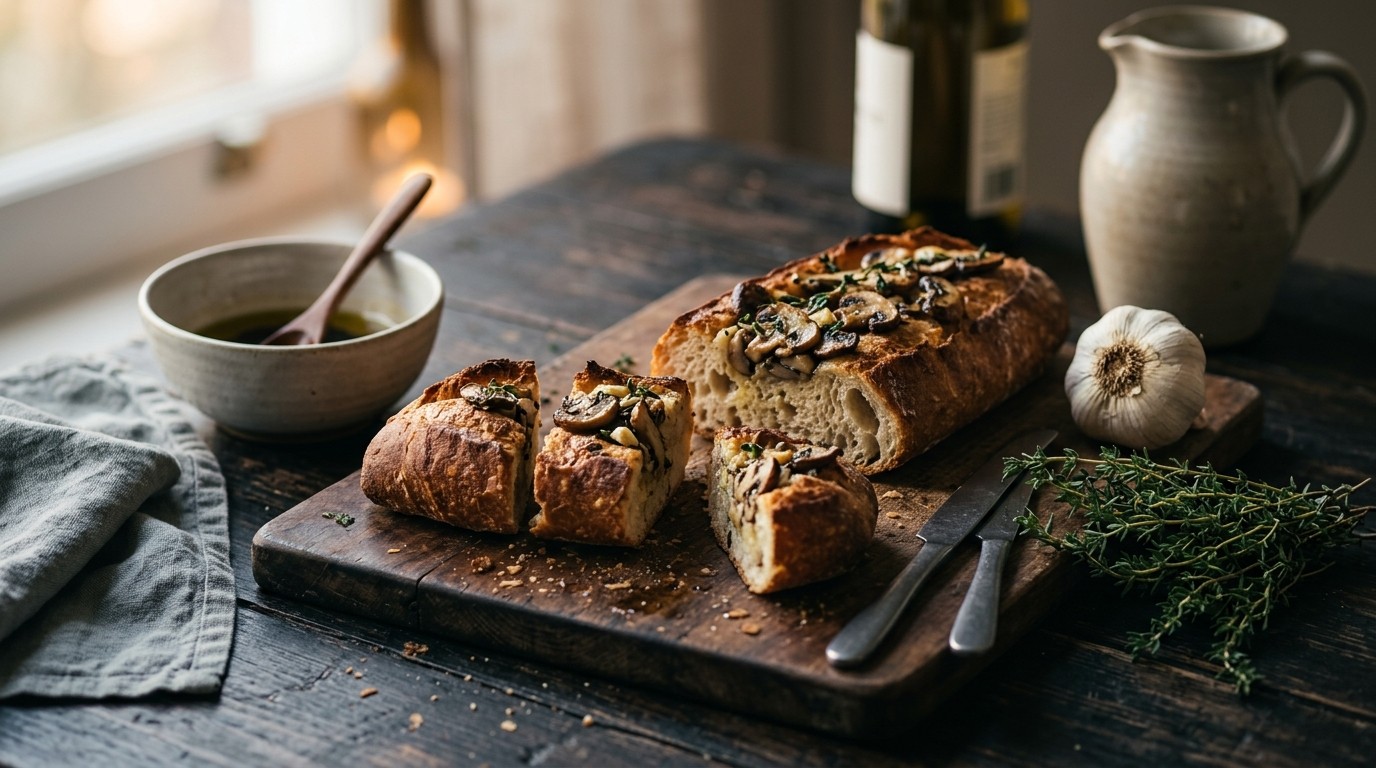 Stokbrood met champignons uit de oven