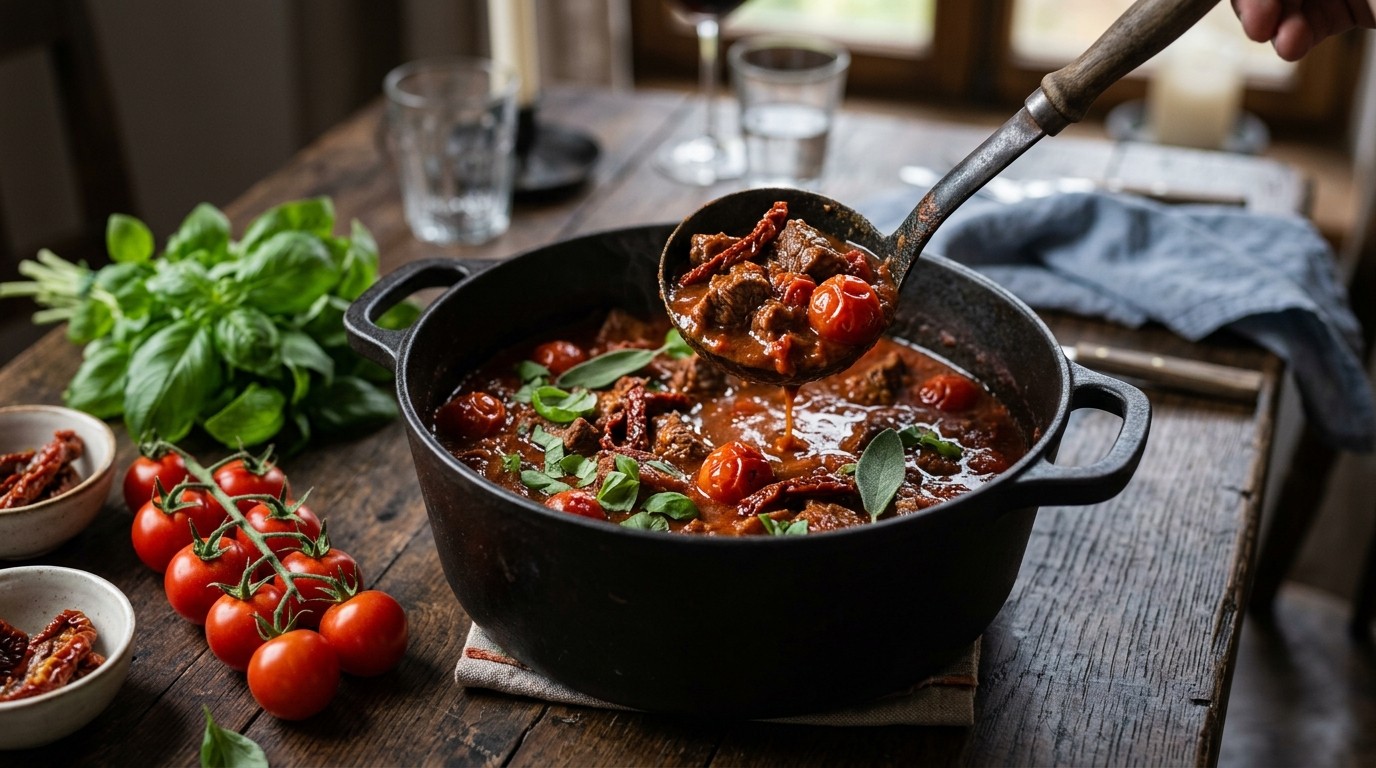 Stoofpot met 3 soorten tomaten