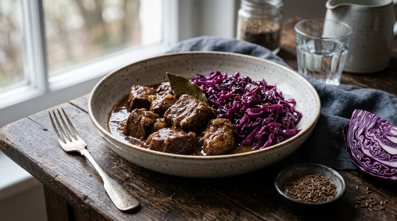 Stoofpot uit Beieren met rode kool