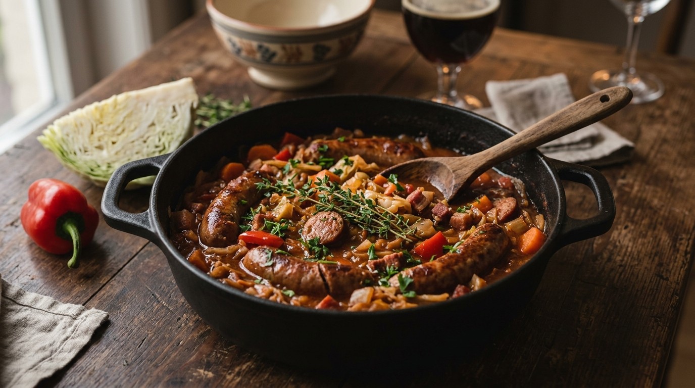 Stoofschotel met saucijsjes