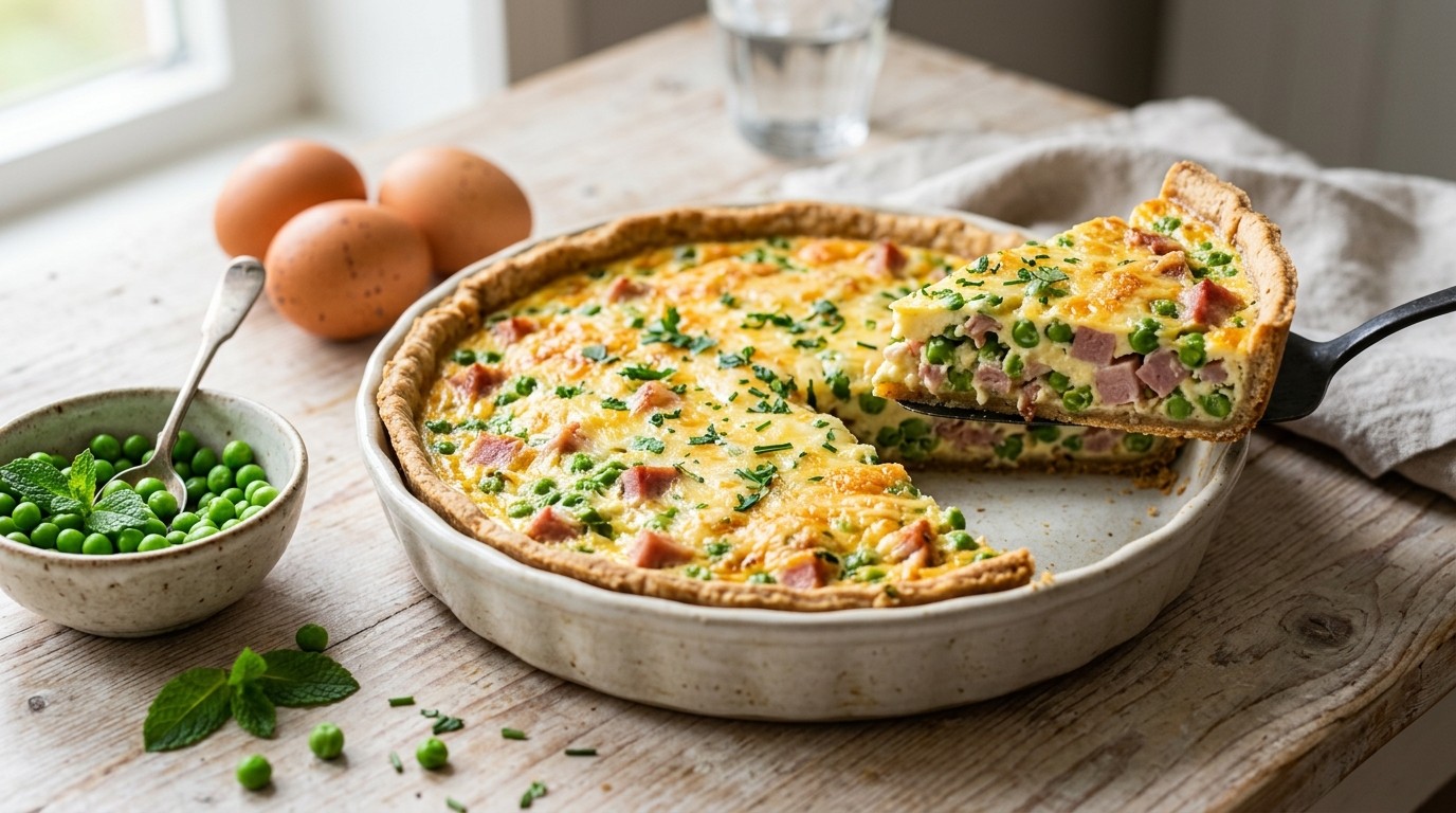 Taart met ham en Tuinerwten