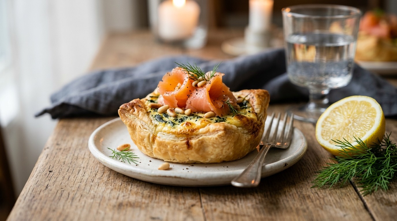 Taartjes met Spinazie en Gerookte Zalm