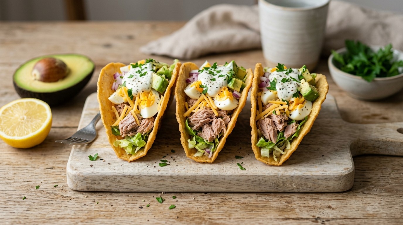 Taco's met ei en tonijn