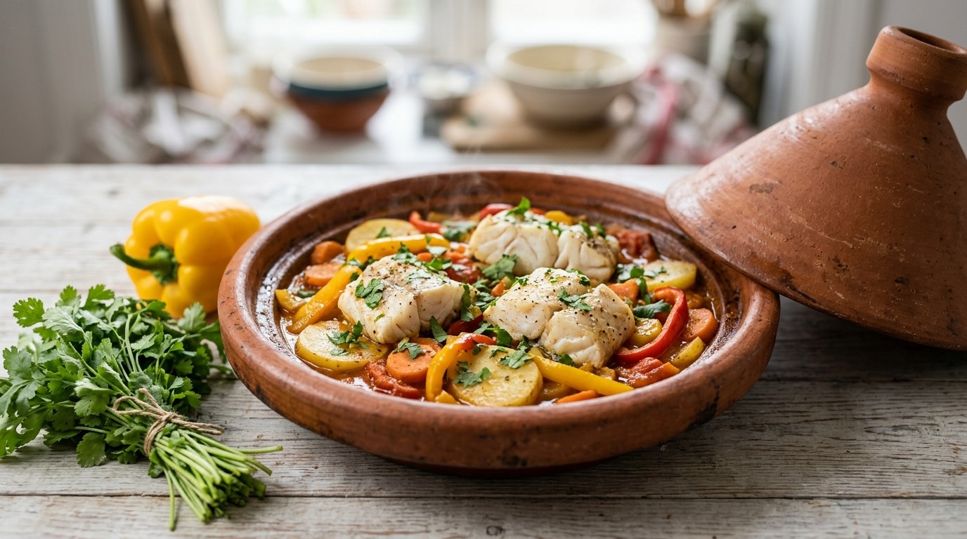 Tagine kabeljauw met groenten