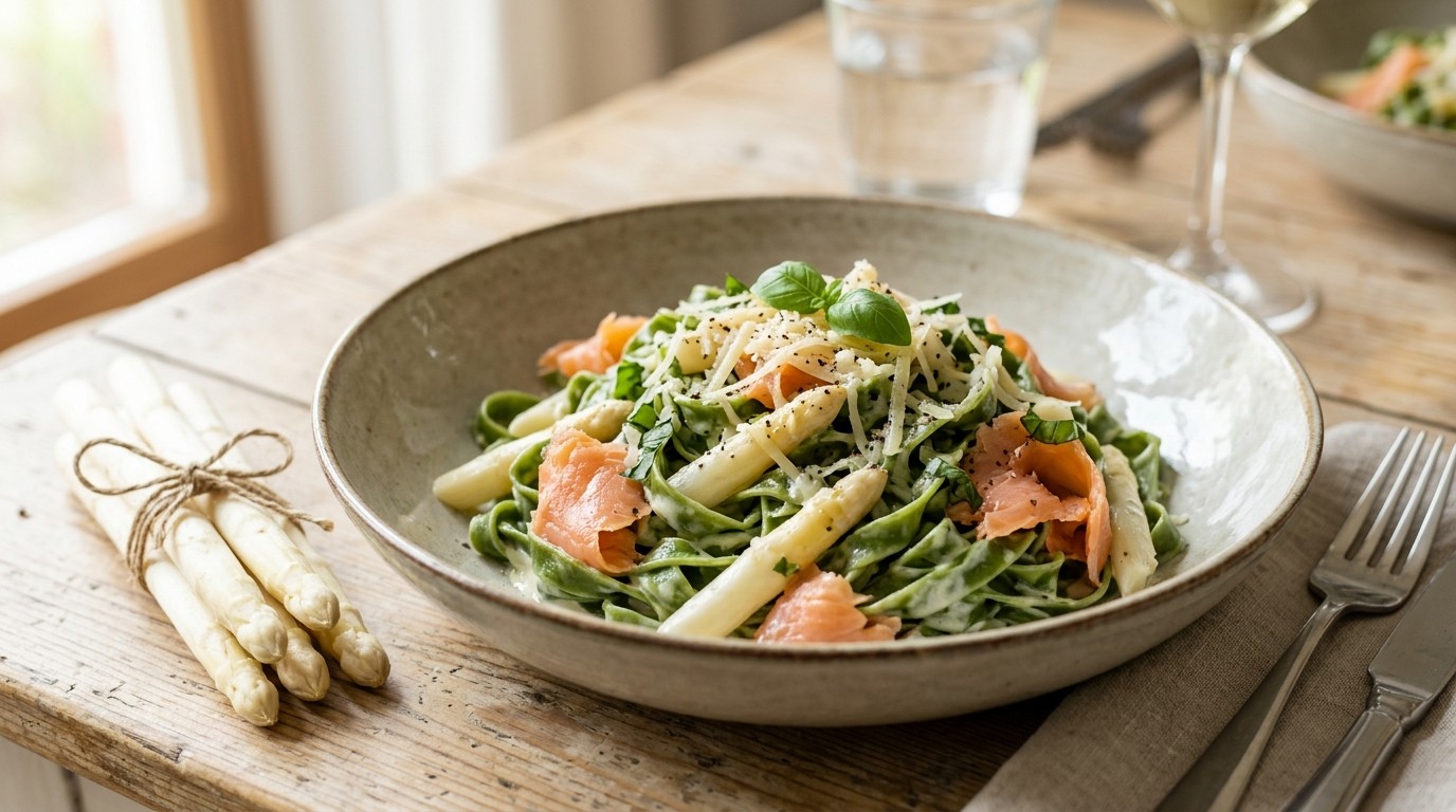Tagliatelle met Asperges en Zalm