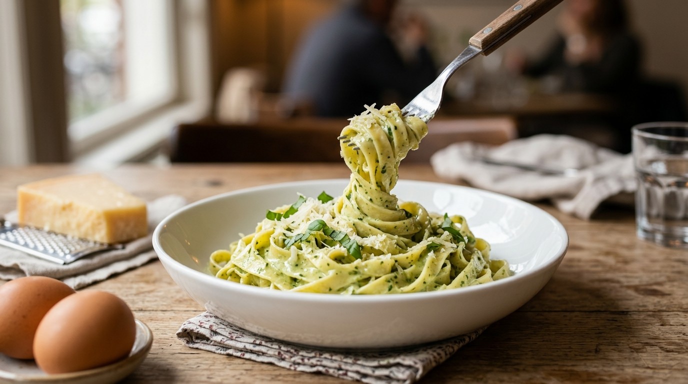 Tagliatelle met basilicumsaus