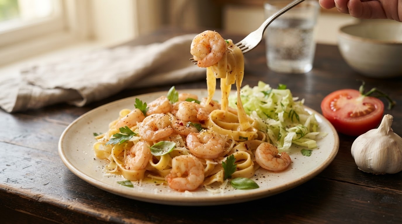 Tagliatelle met garnalen