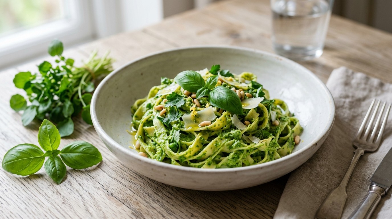 Tagliatelle met groene saus