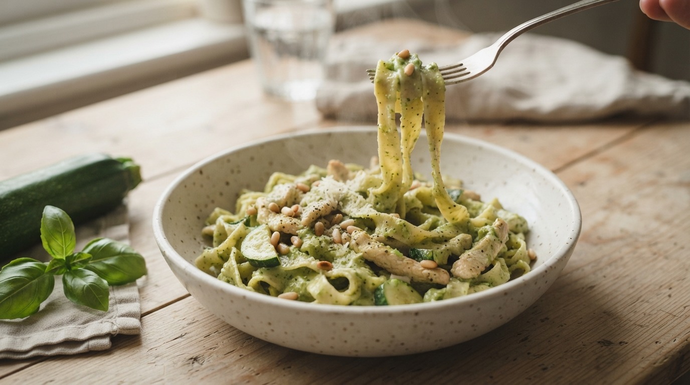 Tagliatelle met kip in pesto roomsaus