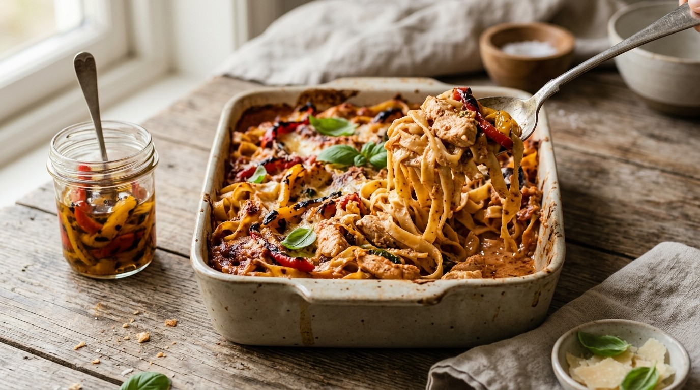 Tagliatelle met kip uit de Oven