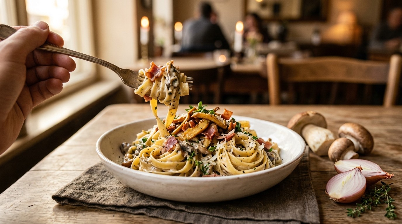 Tagliatelle met paddenstoelen