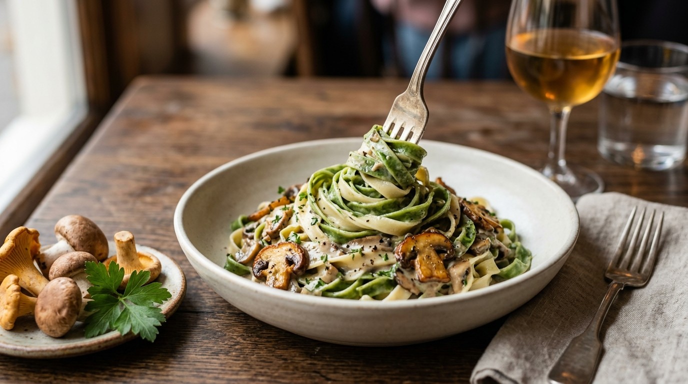 Tagliatelle met paddenstoelenroomsaus