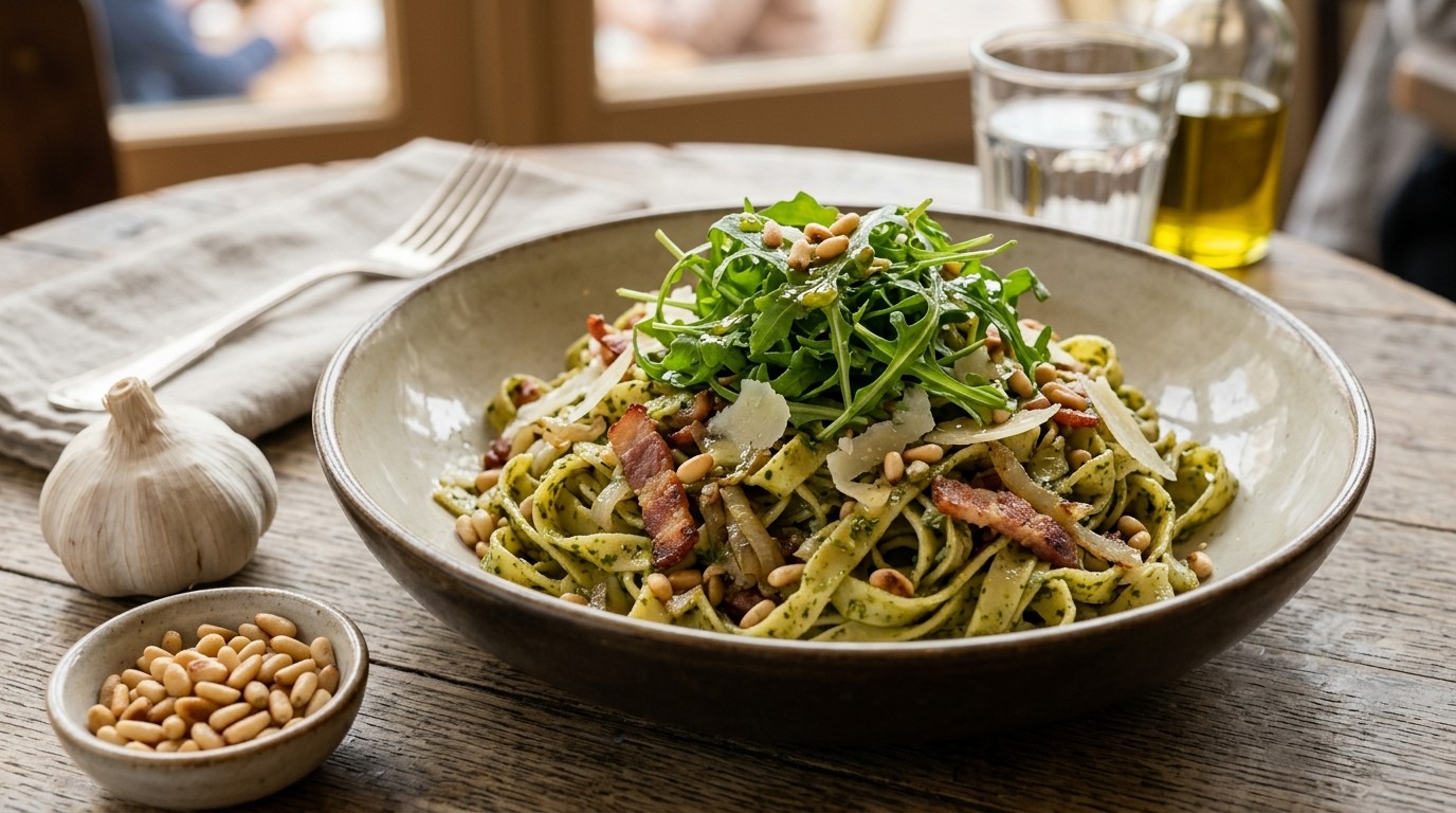 Tagliatelle met Pesto en Rucola
