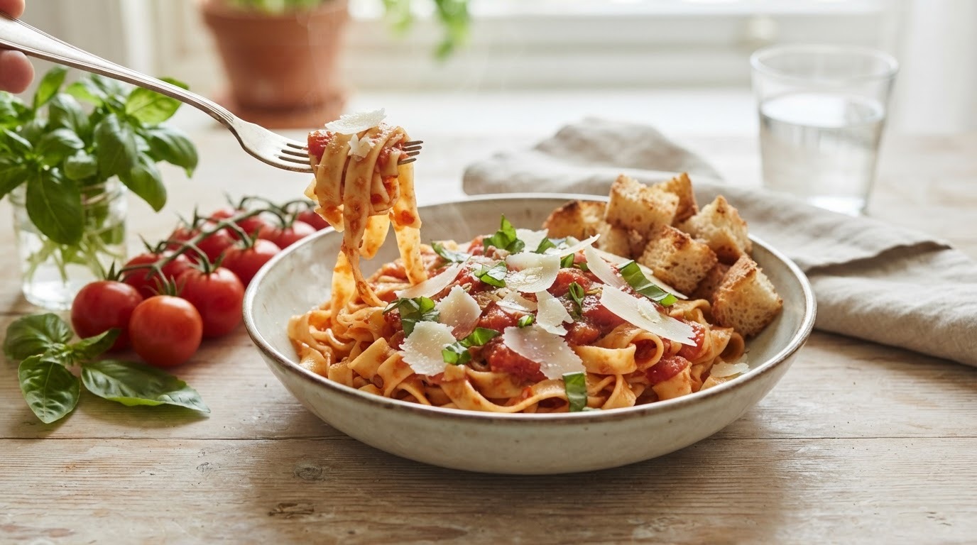 Tagliatelle met tomatensaus