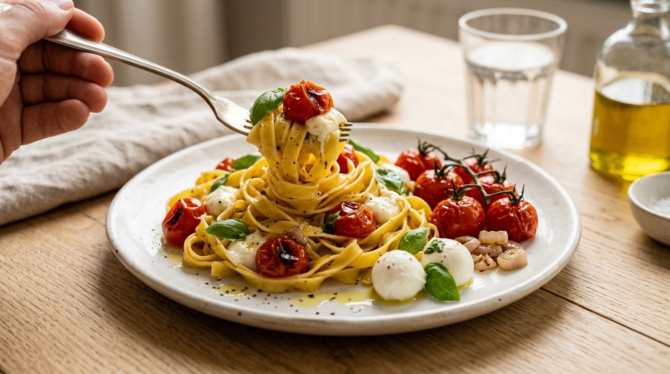 Tagliatelle met trostomaatjes