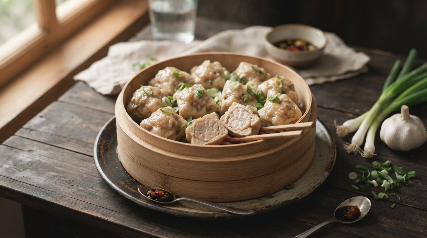 Tahoe bakso (gevulde gestoomde tahoe)