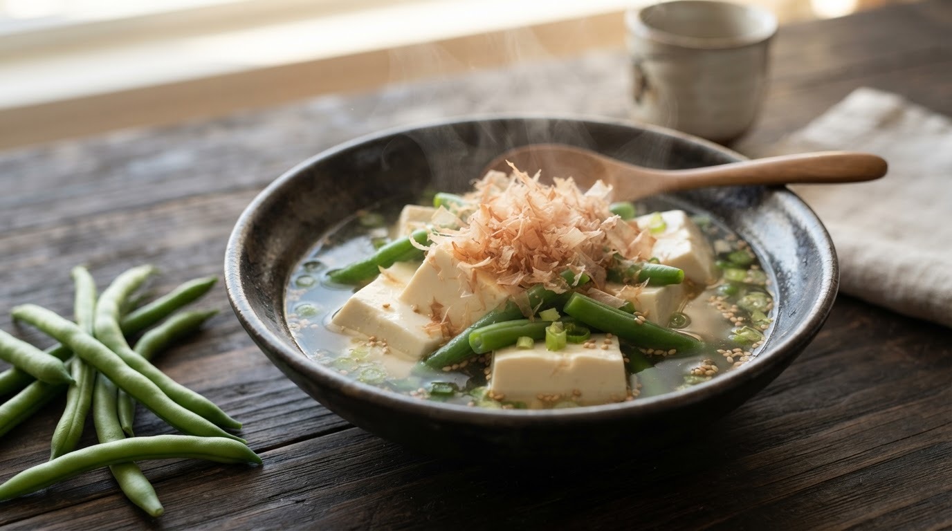 Tahu met sperciebonen