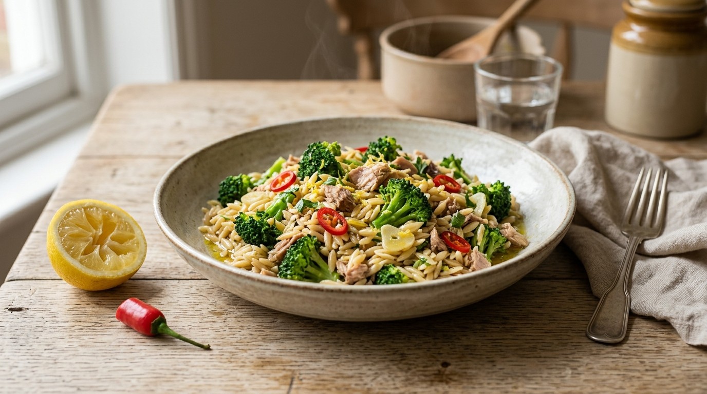 Tarly schotel met broccoli, ansjovis en tonijn