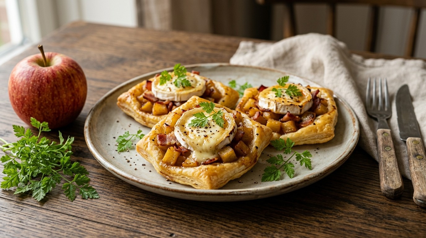 Tarte tatin met bacon en geitenkaas met aardappelschil