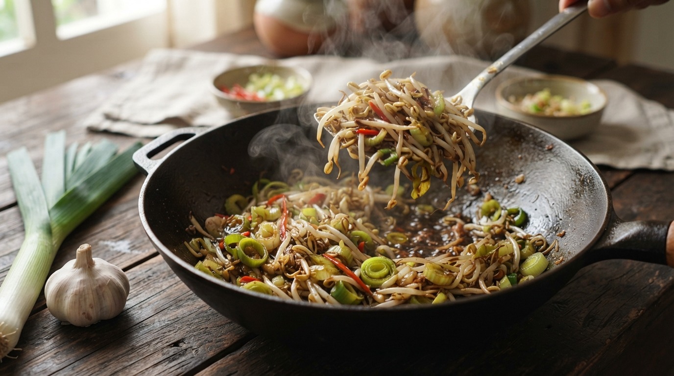 Taugé masakan (taugé met groente in ketjapsaus)