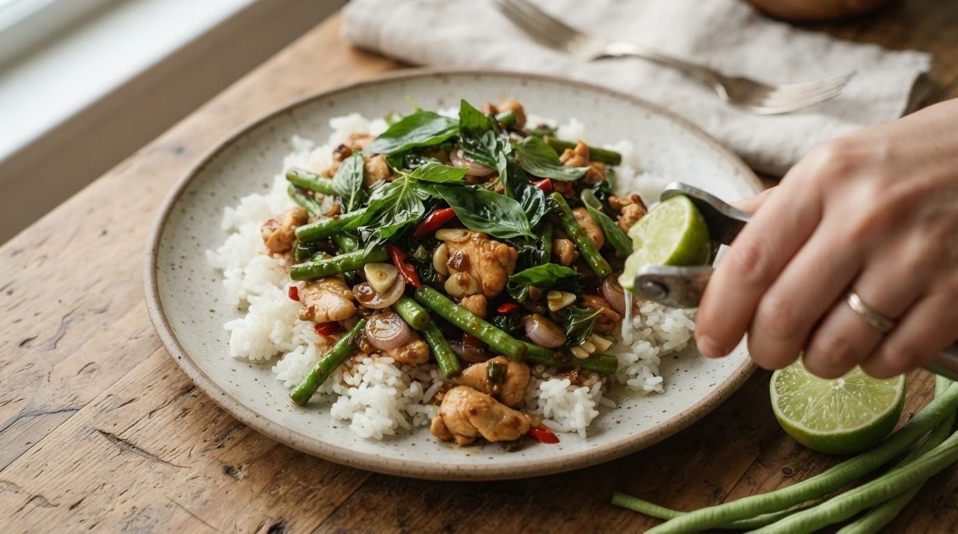 Thaise kip met basilicum