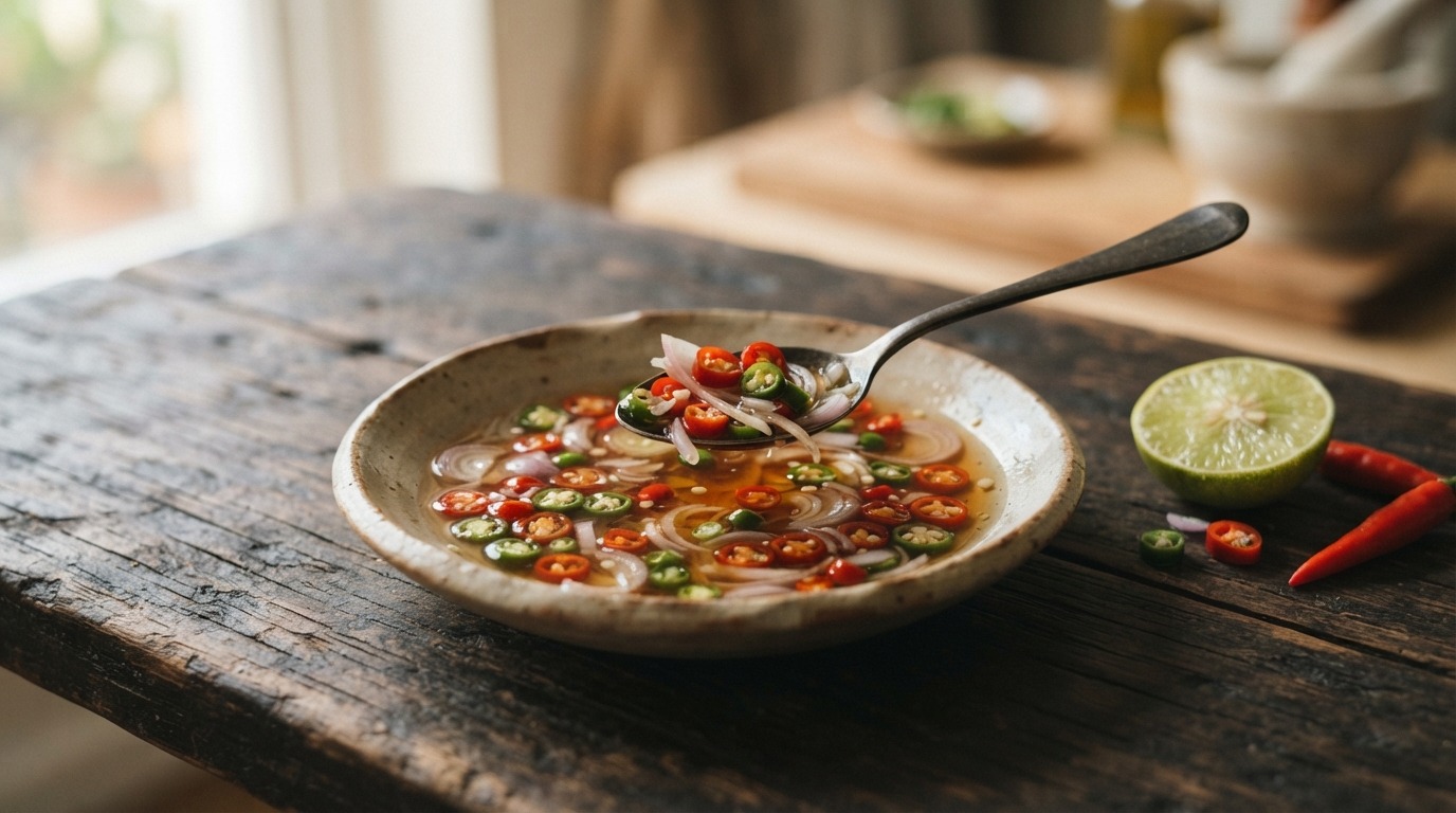 Thaise vissaus met chilipepers