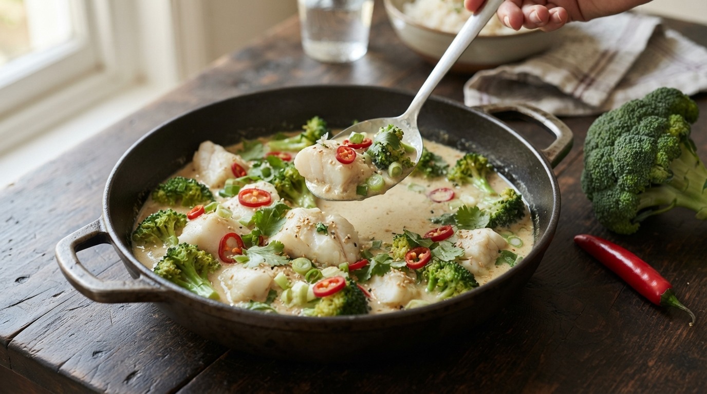 Tilapiacurry met broccoli